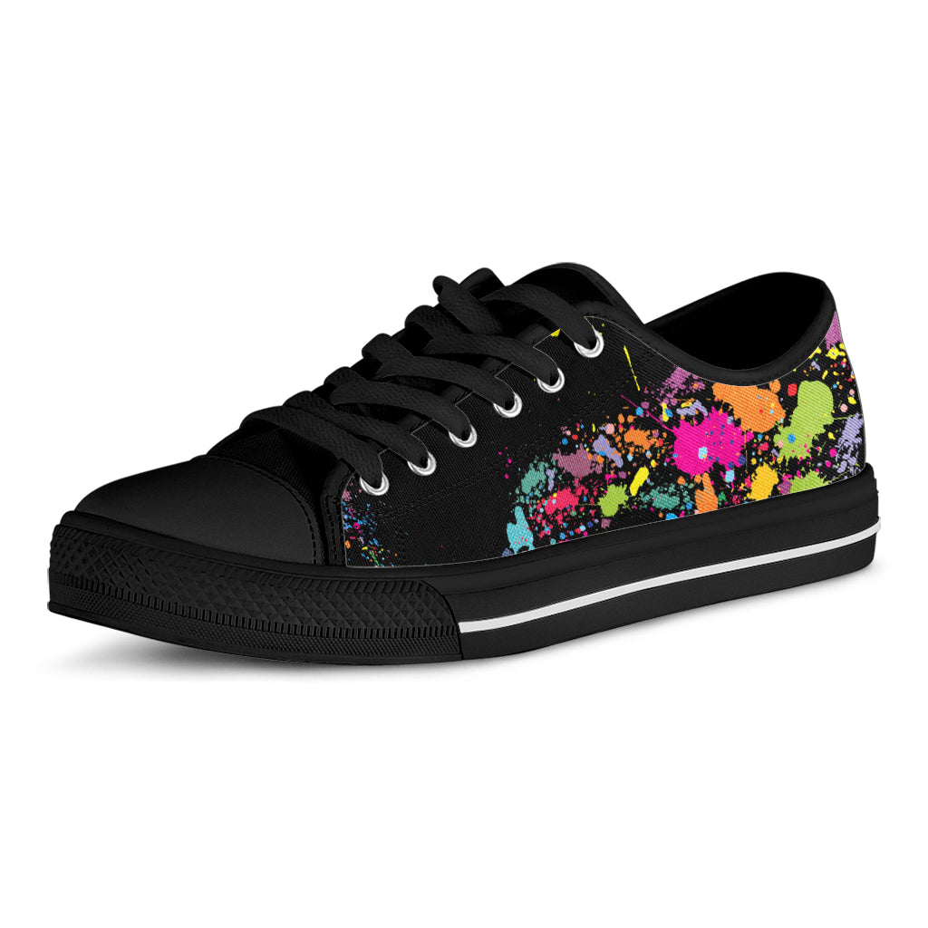 Colorful Splash Yin Yang Print Black Low Top Shoes