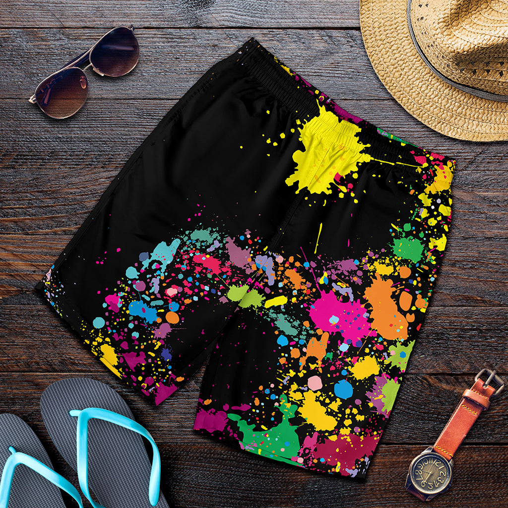 Colorful Splash Yin Yang Print Men's Shorts