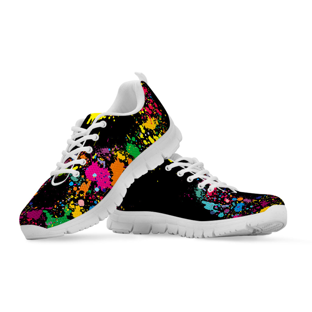 Colorful Splash Yin Yang Print White Sneakers
