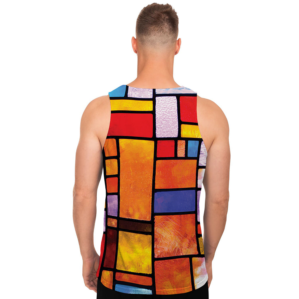 Colorful Stained Glass Mosaic Print Men's Tank Top