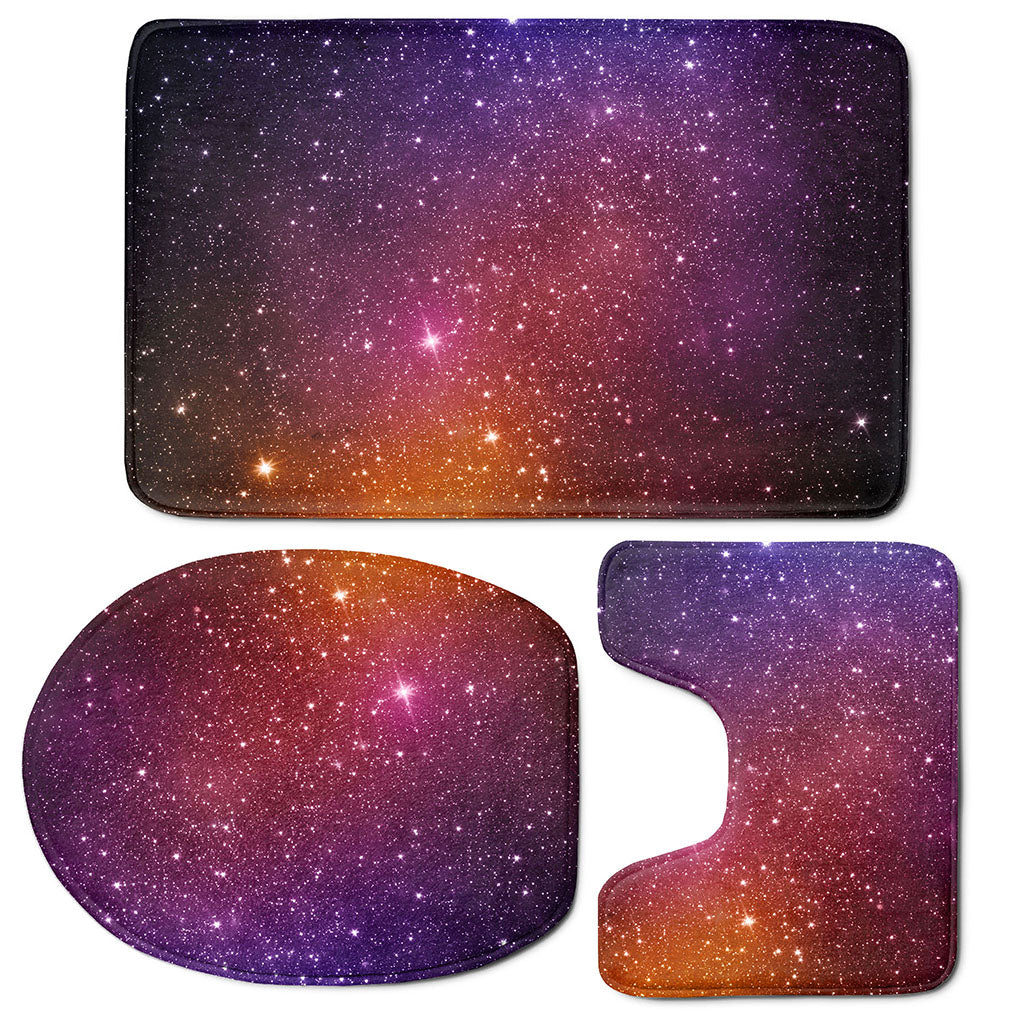 Colorful Stardust Galaxy Space Print 3 Piece Bath Mat Set