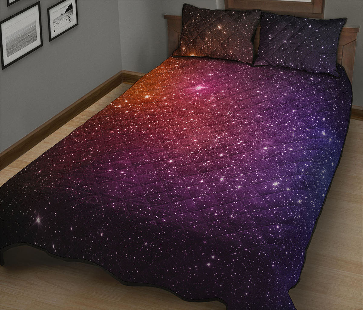Colorful Stardust Galaxy Space Print Quilt Bed Set