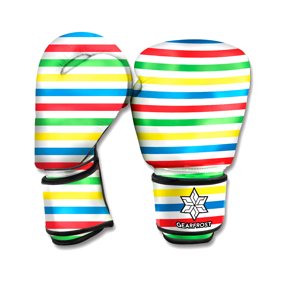 Colorful Striped Pattern Print Boxing Gloves