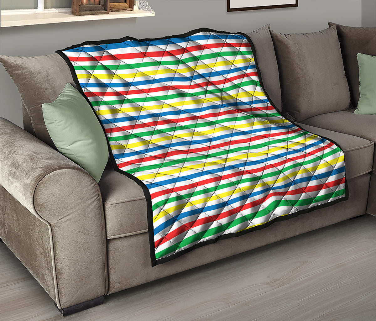 Colorful Striped Pattern Print Quilt