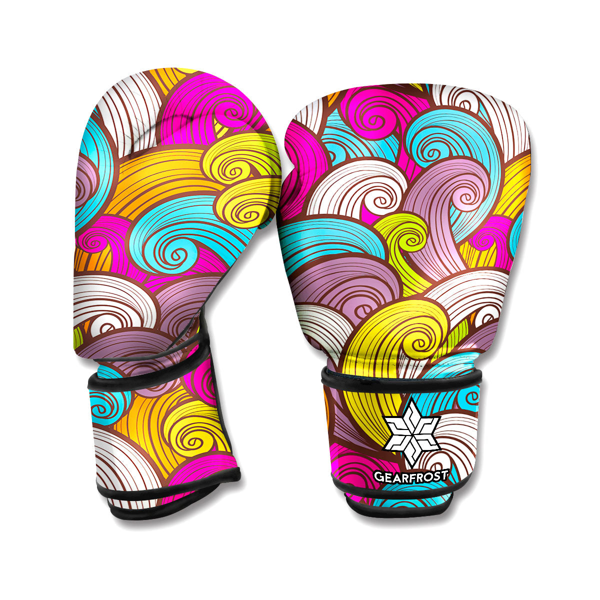 Colorful Surfing Wave Pattern Print Boxing Gloves