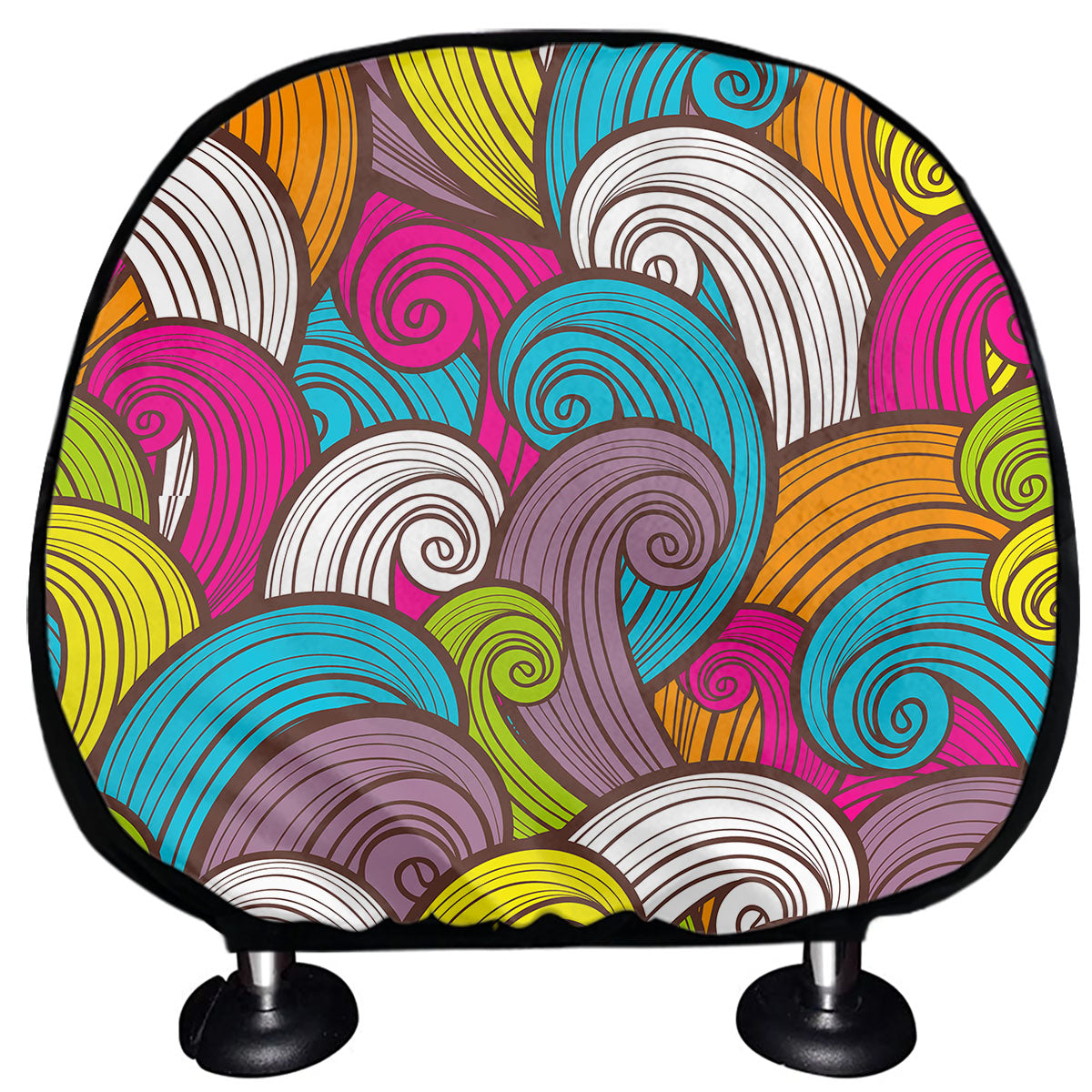 Colorful Surfing Wave Pattern Print Car Headrest Covers