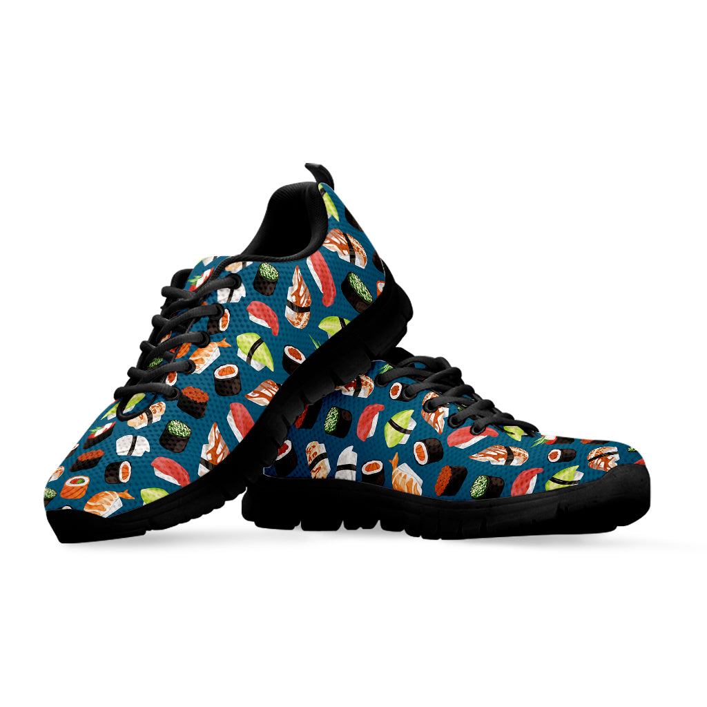 Colorful Sushi Pattern Print Black Sneakers