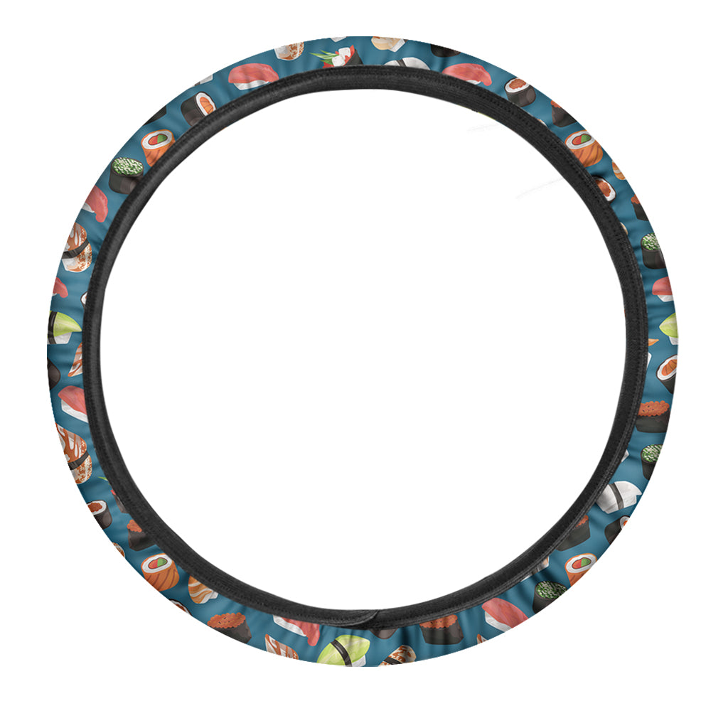 Colorful Sushi Pattern Print Car Steering Wheel Cover