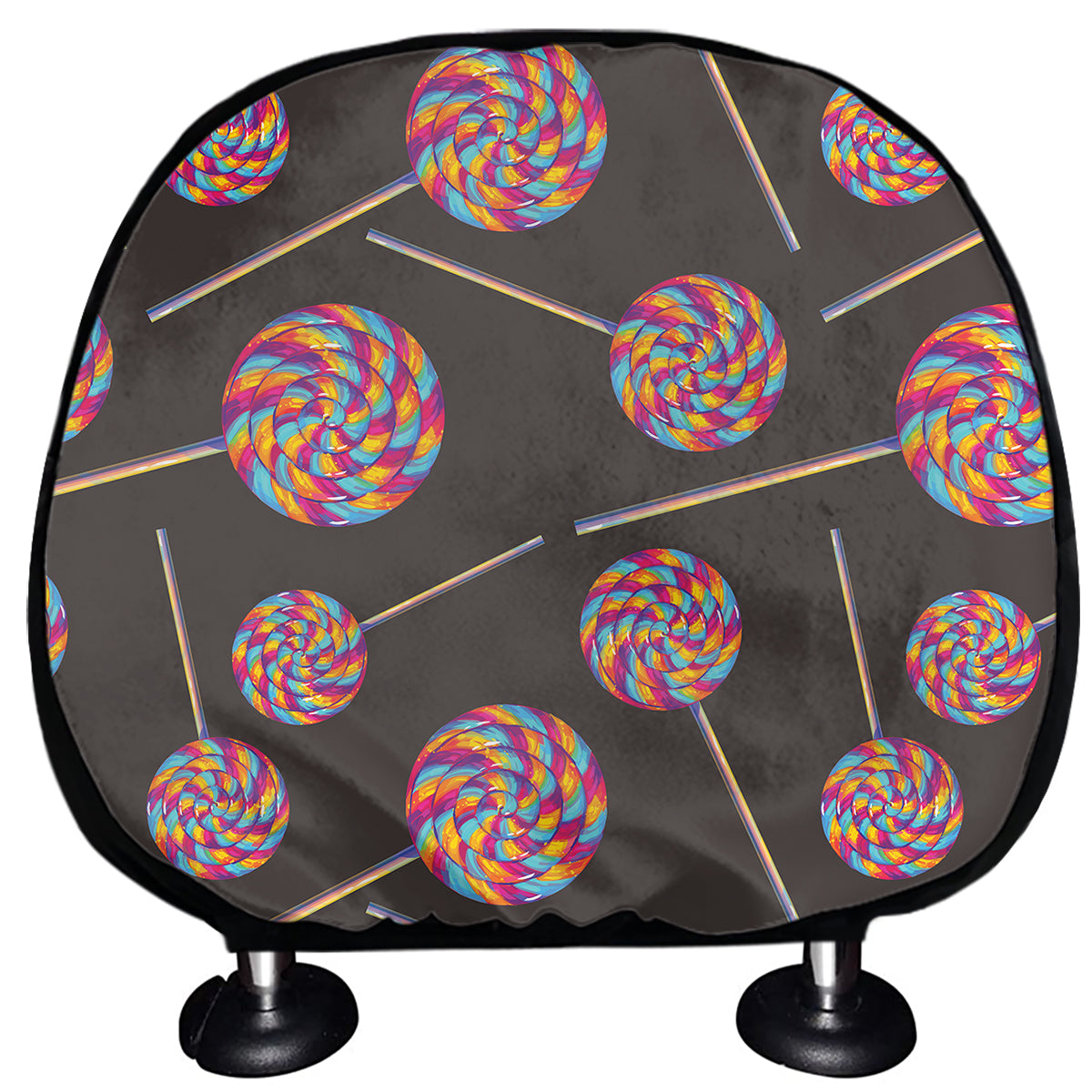 Colorful Swirl Lollipop Pattern Print Car Headrest Covers