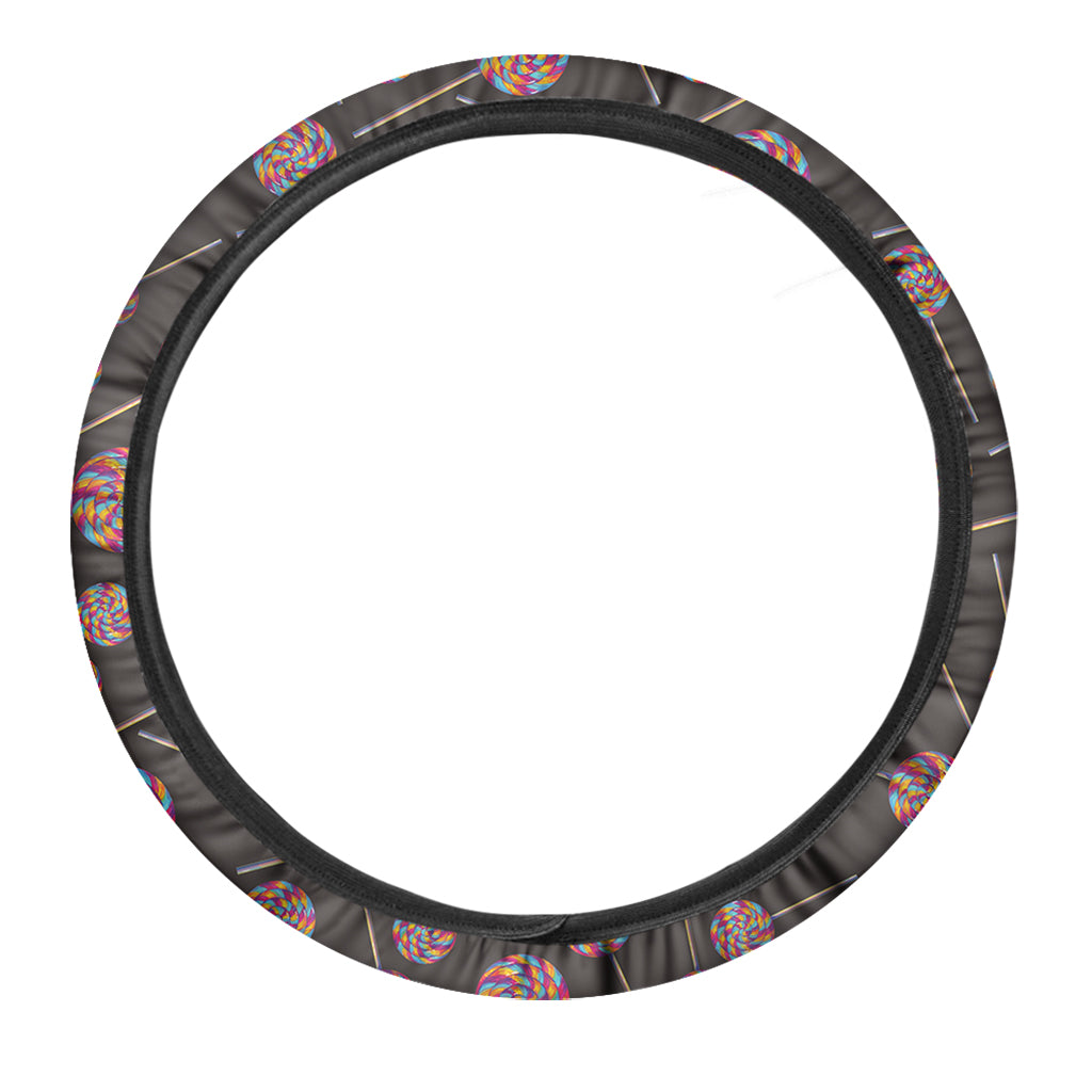 Colorful Swirl Lollipop Pattern Print Car Steering Wheel Cover