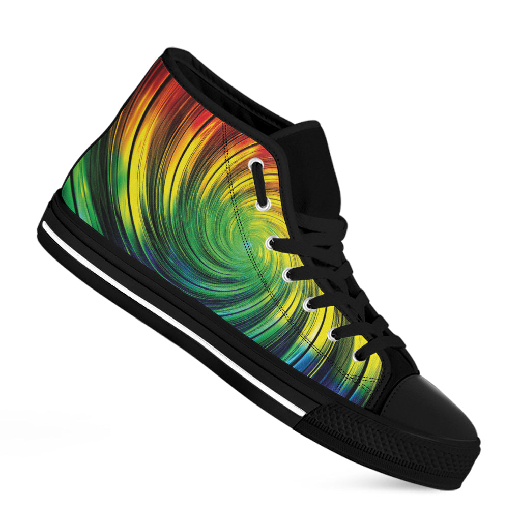 Colorful Swirl Print Black High Top Shoes
