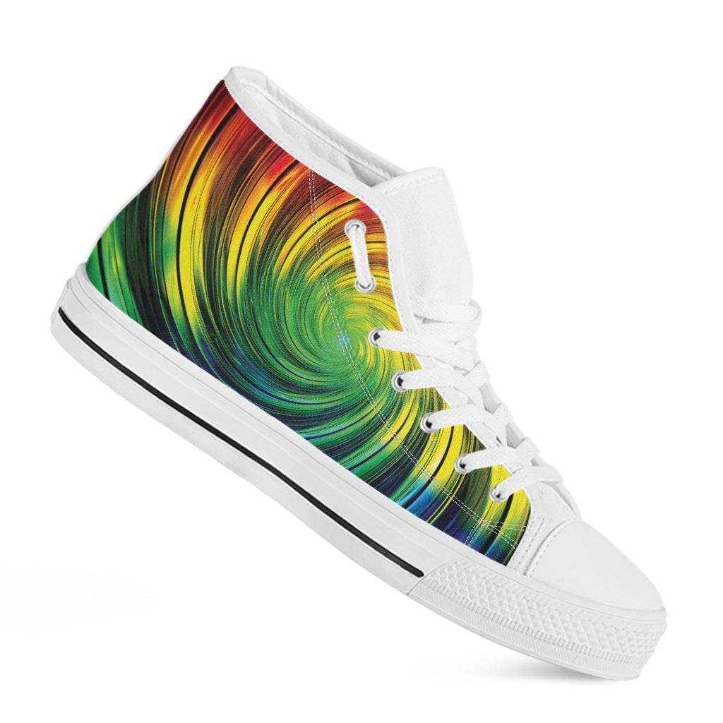 Colorful Swirl Print White High Top Shoes