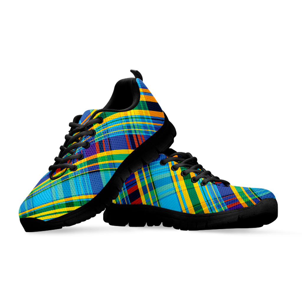 Colorful Tartan Pattern Print Black Sneakers