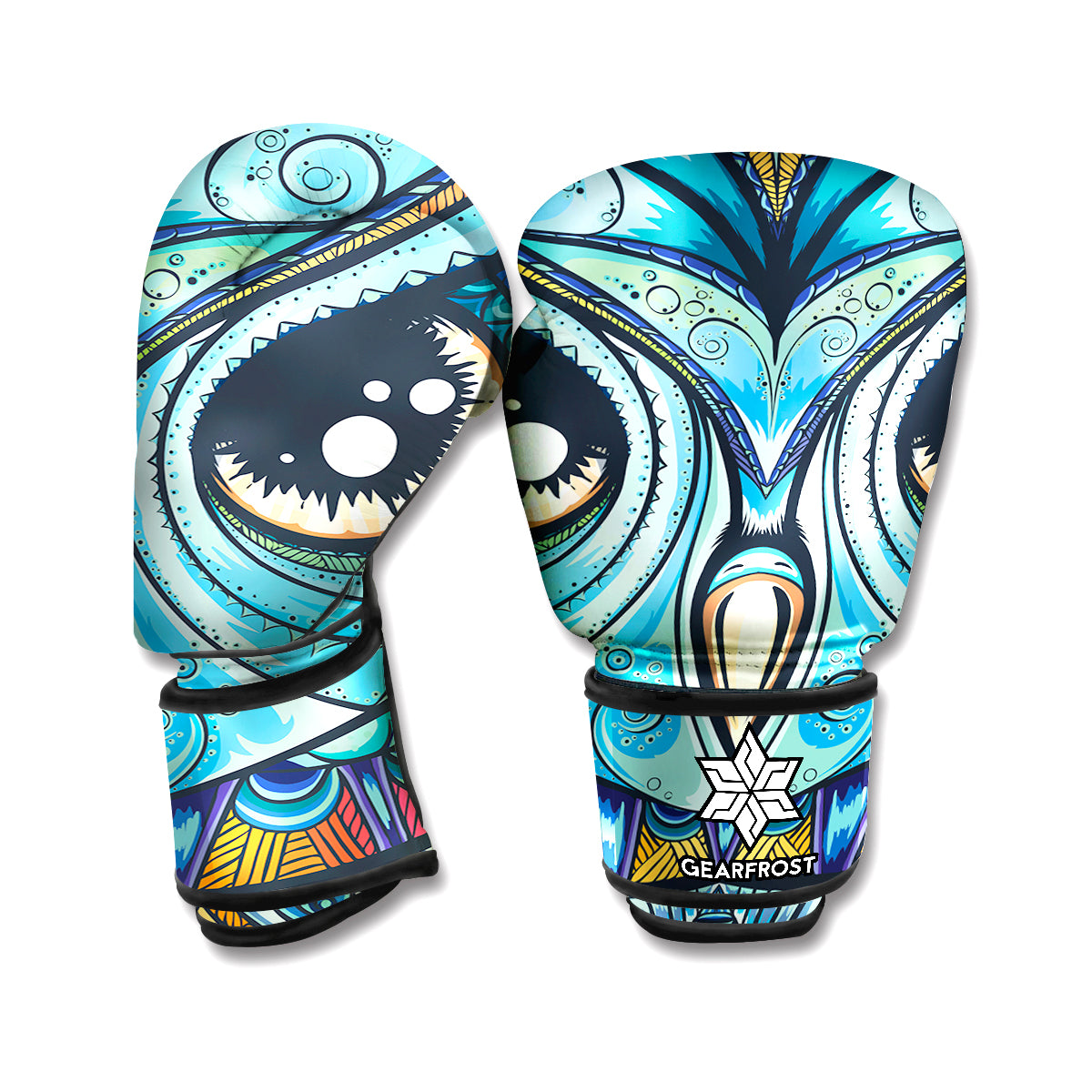Colorful Tribal Owl Print Boxing Gloves