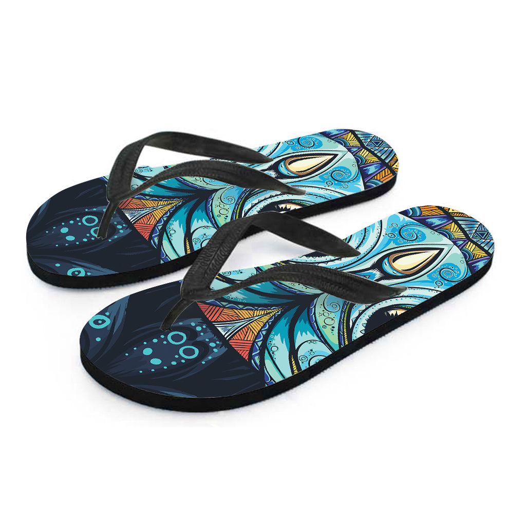 Colorful Tribal Owl Print Flip Flops