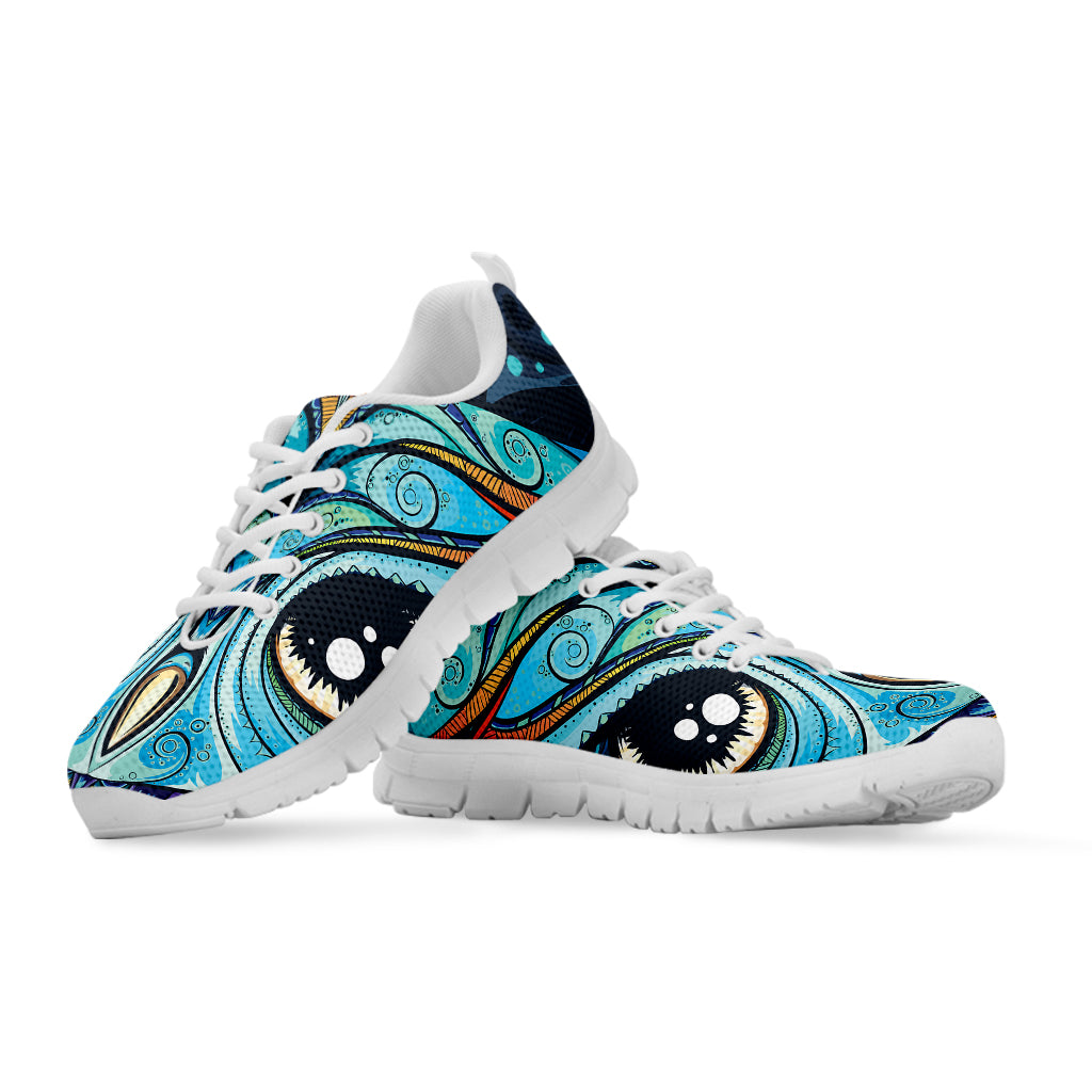 Colorful Tribal Owl Print White Sneakers