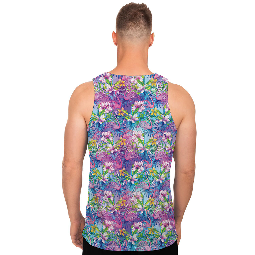 Colorful Tropical Flamingo Print Men's Tank Top