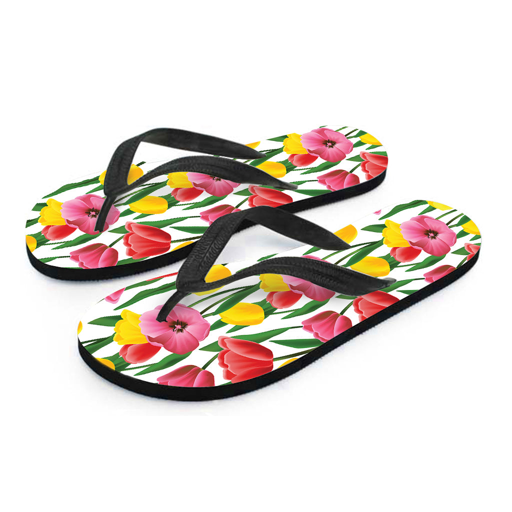 Colorful Tulip Pattern Print Flip Flops