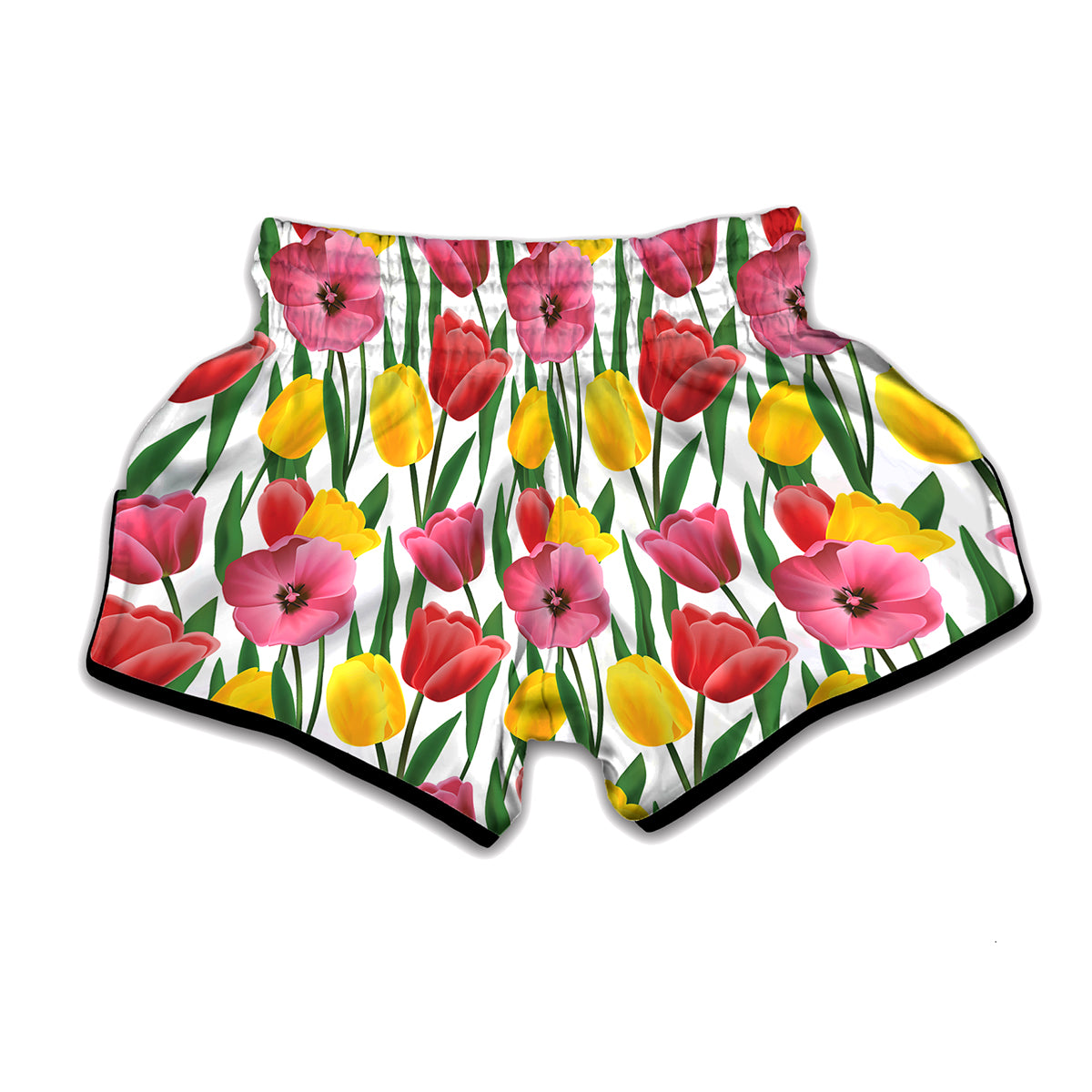 Colorful Tulip Pattern Print Muay Thai Boxing Shorts