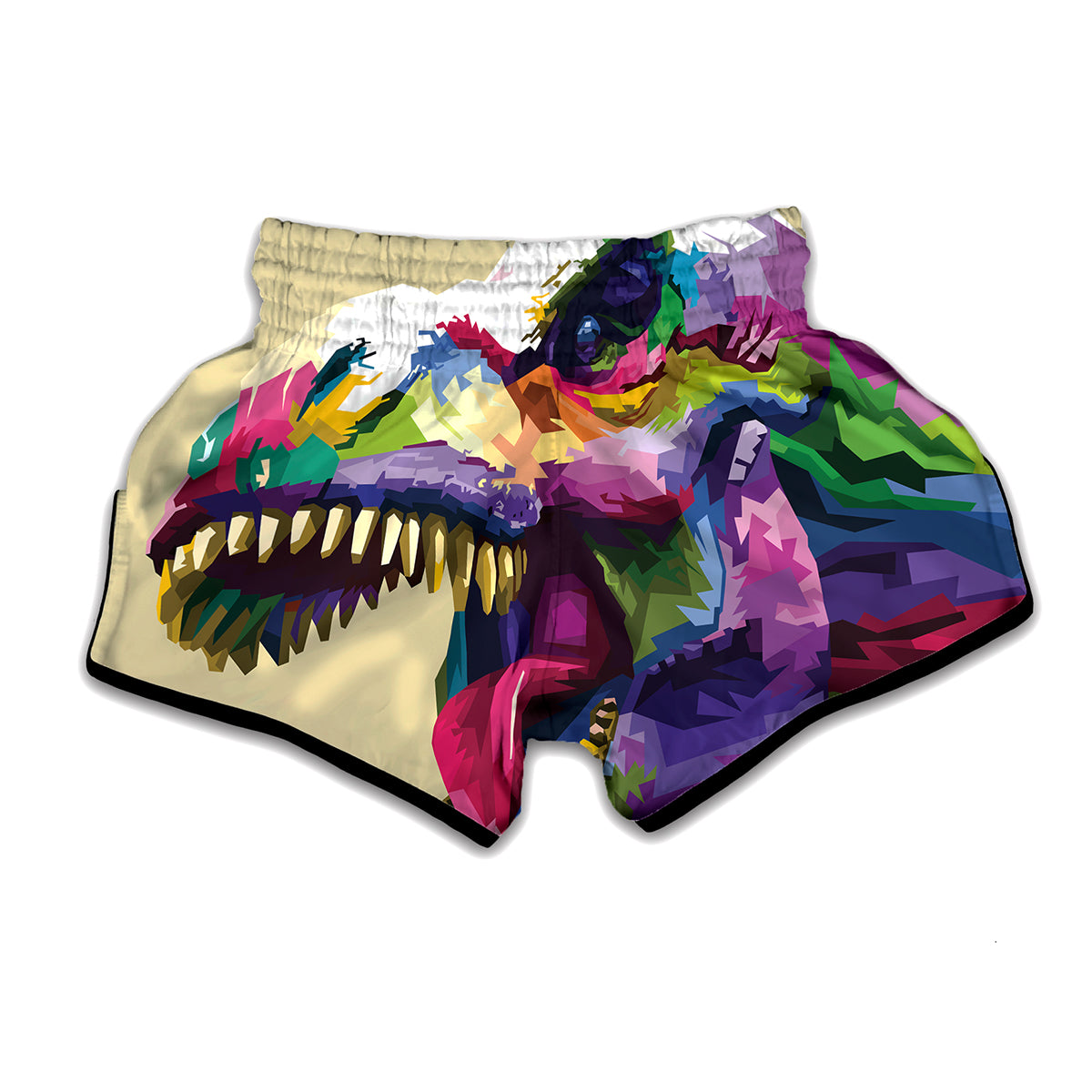 Colorful Tyrannosaurus Rex Print Muay Thai Boxing Shorts