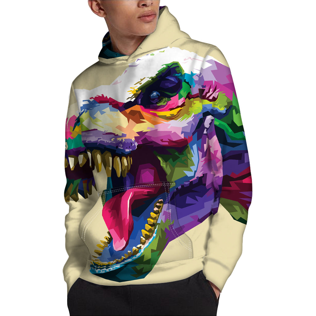 Colorful Tyrannosaurus Rex Print Pullover Hoodie