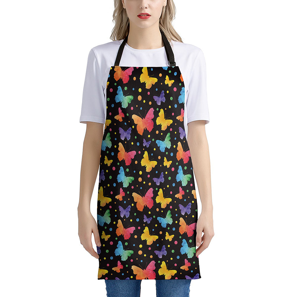 Colorful Watercolor Butterfly Print Apron