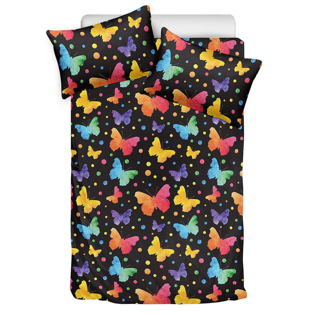 Colorful Watercolor Butterfly Print Duvet Cover Bedding Set