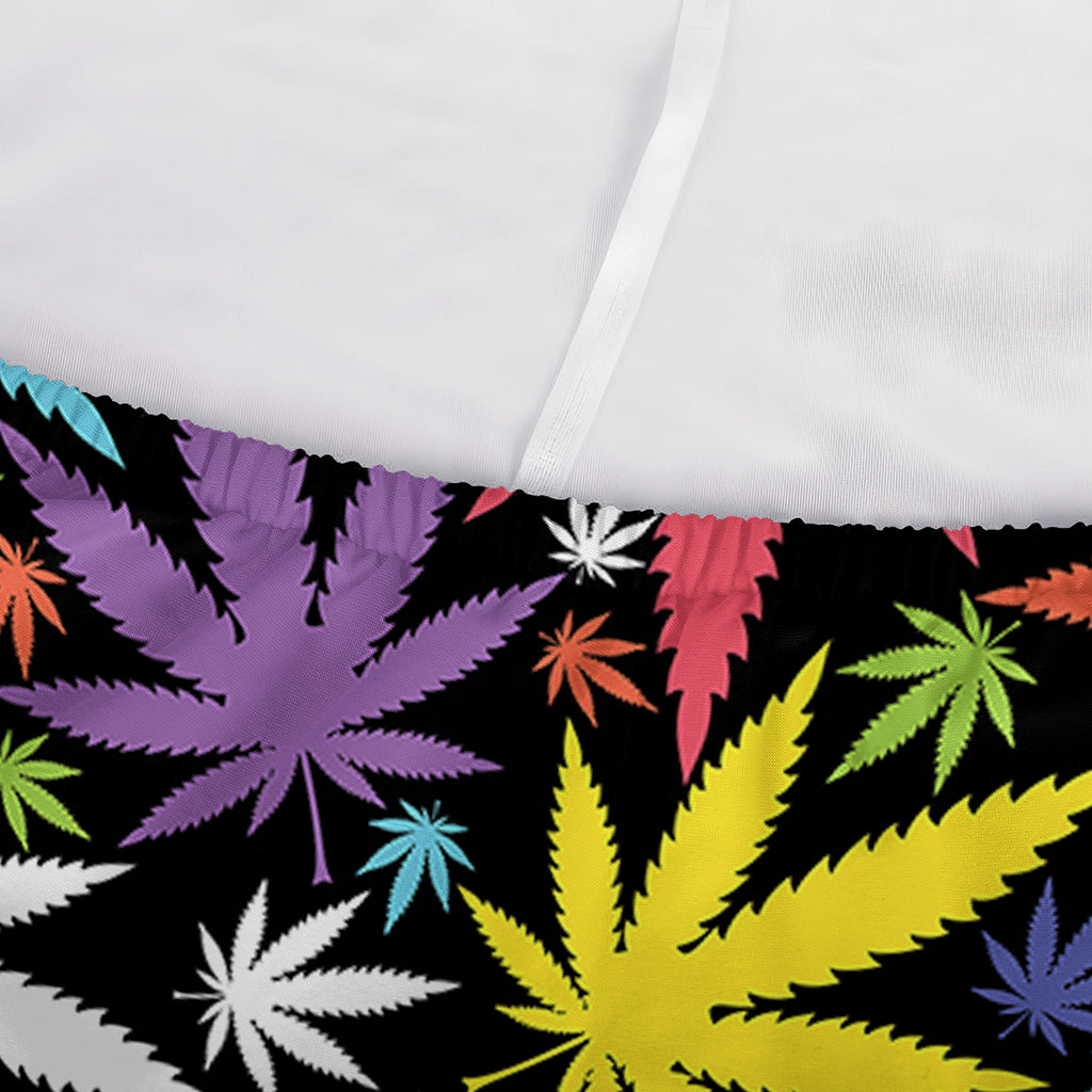 Colorful Weed Leaf Pattern Print Sofa Cover