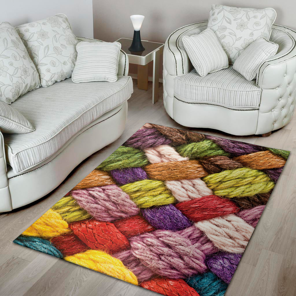 Colorful Wool Yarns Print Area Rug