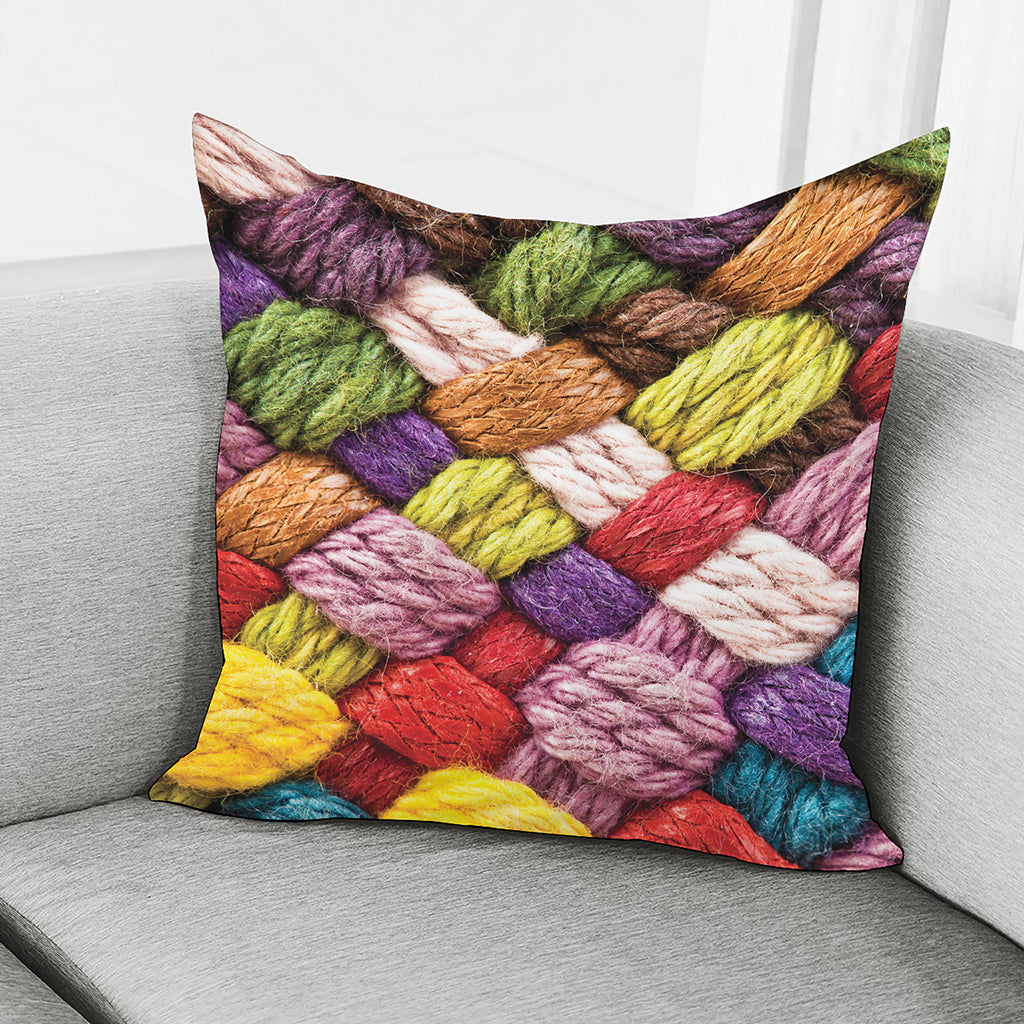 Colorful Wool Yarns Print Pillow Cover