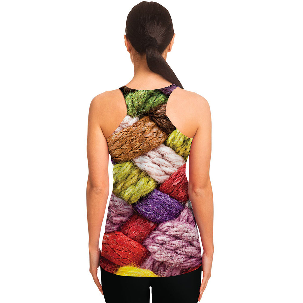 Colorful Wool Yarns Print Women's Racerback Tank Top