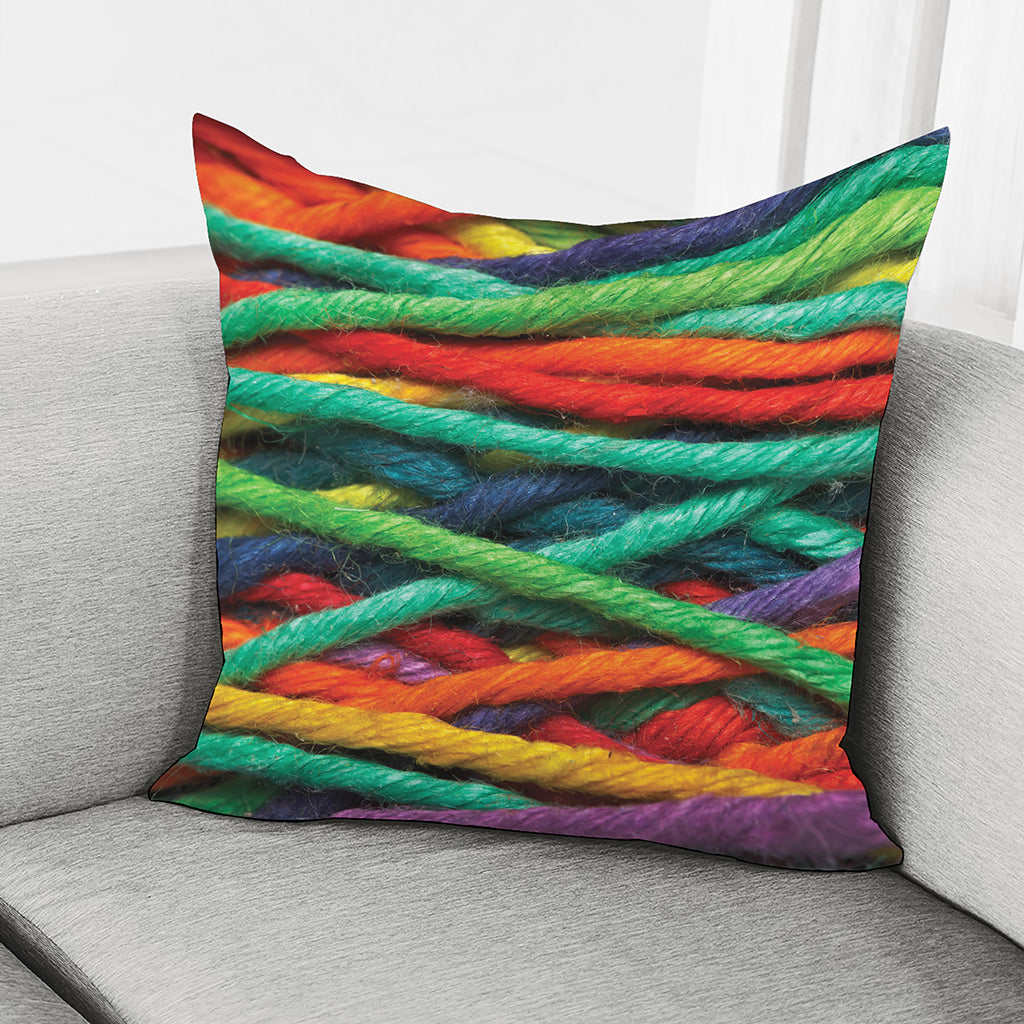 Colorful Yarn Print Pillow Cover