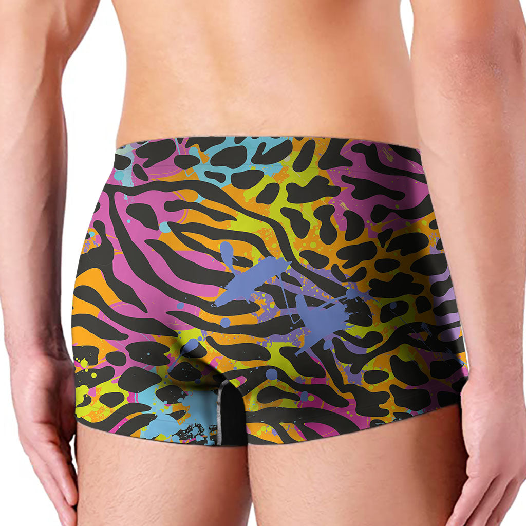 Colorful Zebra Leopard Pattern Print Men's Boxer Briefs