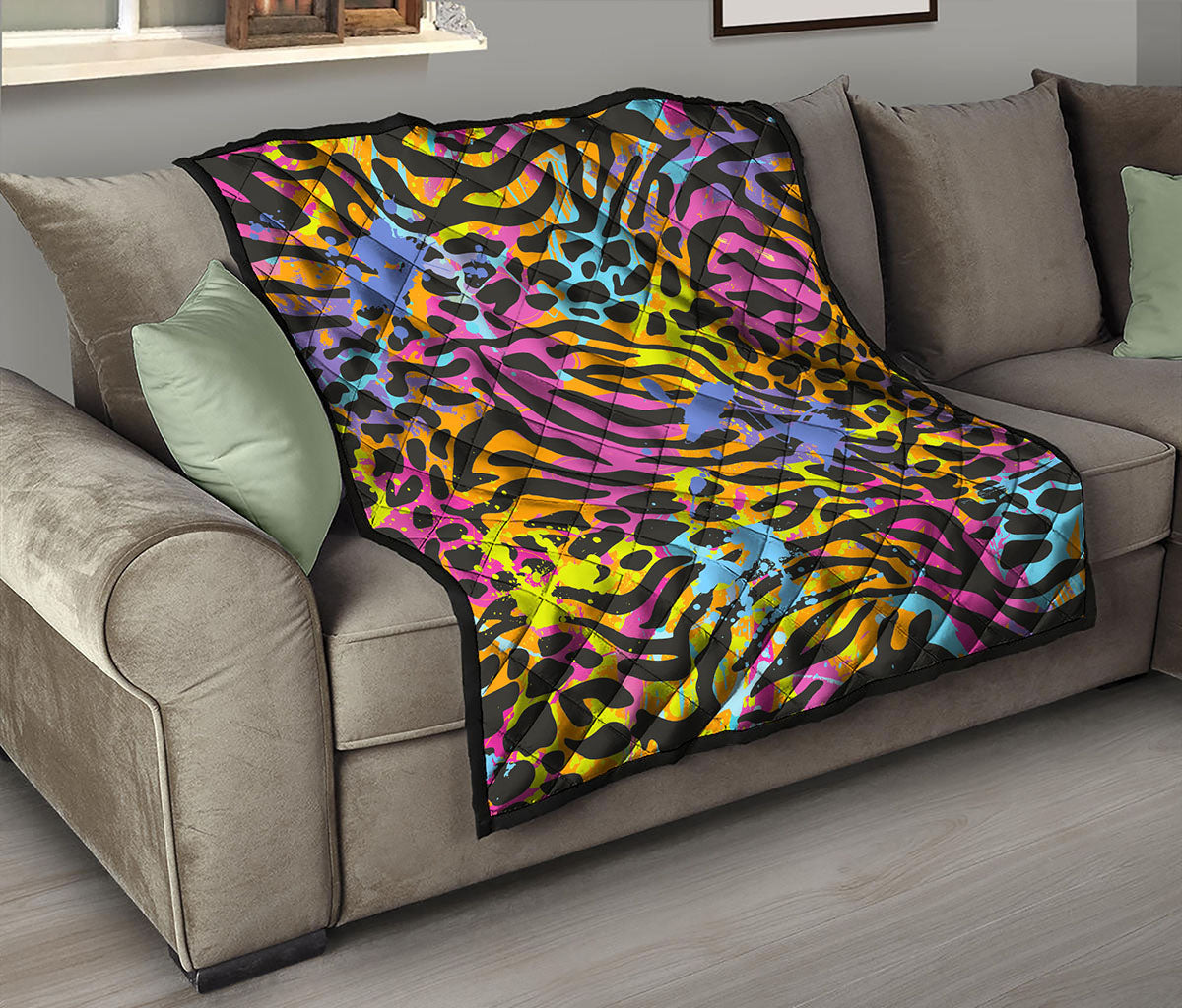 Colorful Zebra Leopard Pattern Print Quilt