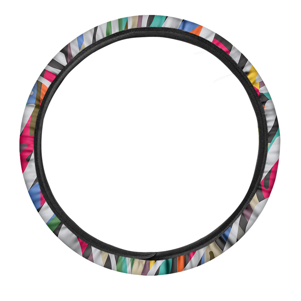 Colorful Zebra Pattern Print Car Steering Wheel Cover