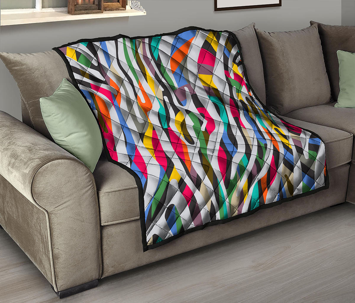 Colorful Zebra Pattern Print Quilt