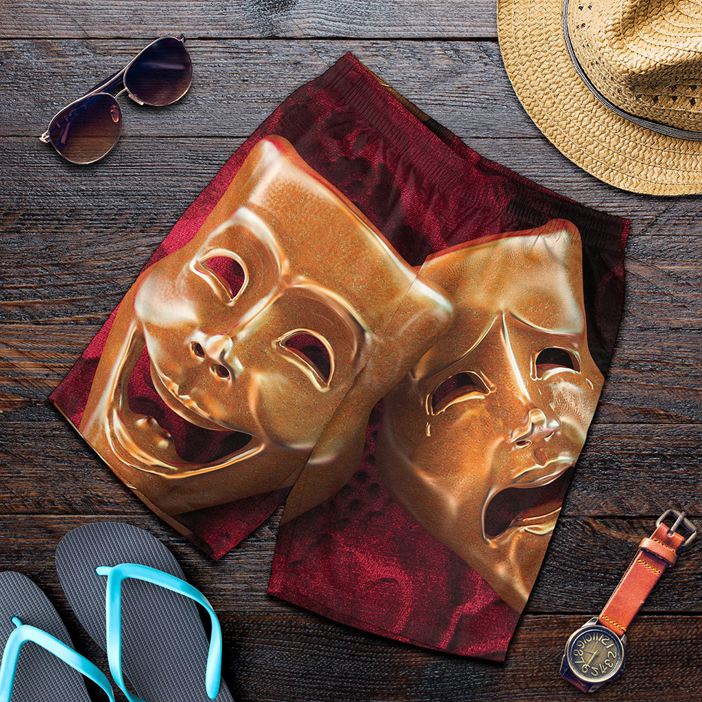 Comedy And Tragedy Theater Masks Print Men's Shorts