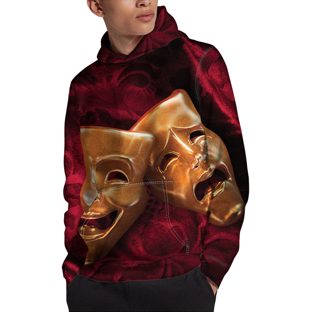 Comedy And Tragedy Theater Masks Print Pullover Hoodie