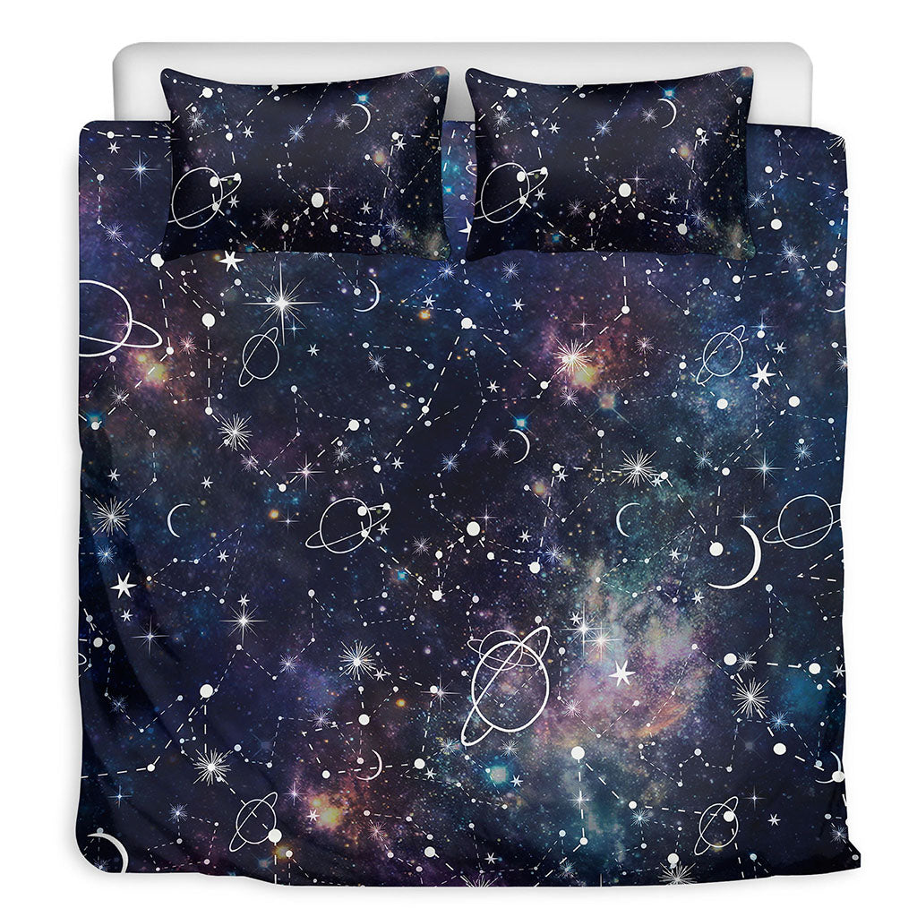 Constellation Galaxy Space Print Duvet Cover Bedding Set