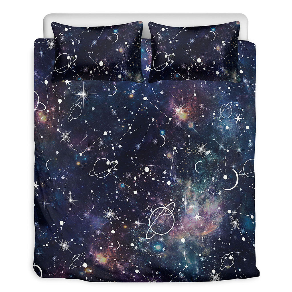 Constellation Galaxy Space Print Duvet Cover Bedding Set