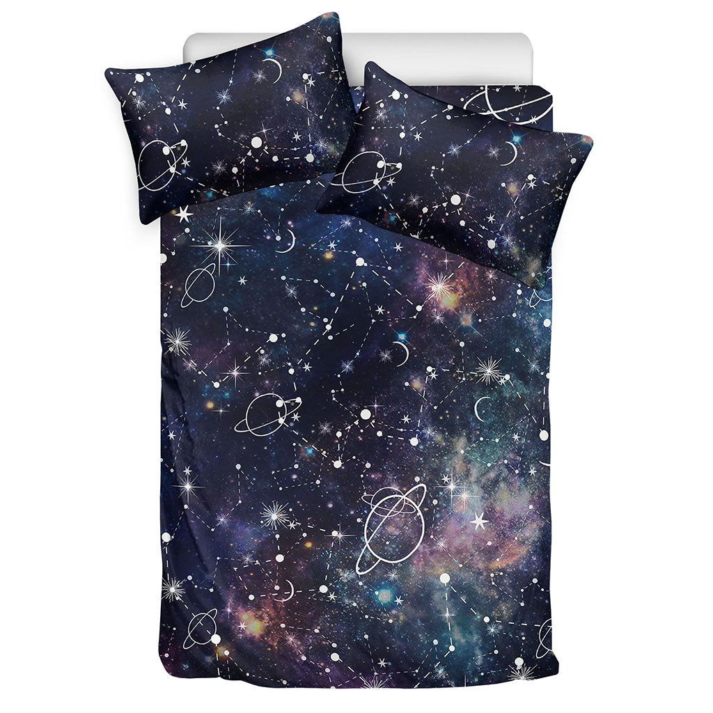 Constellation Galaxy Space Print Duvet Cover Bedding Set