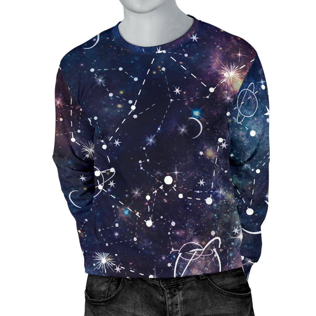 Constellation Galaxy Space Print Men's Crewneck Sweatshirt GearFrost