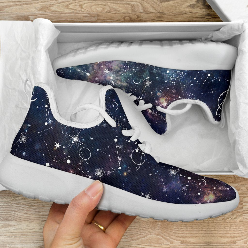 Constellation Galaxy Space Print Mesh Knit Shoes GearFrost