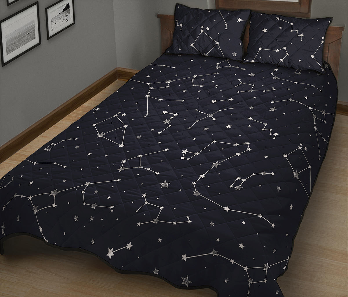 Constellation Stars Pattern Print Quilt Bed Set