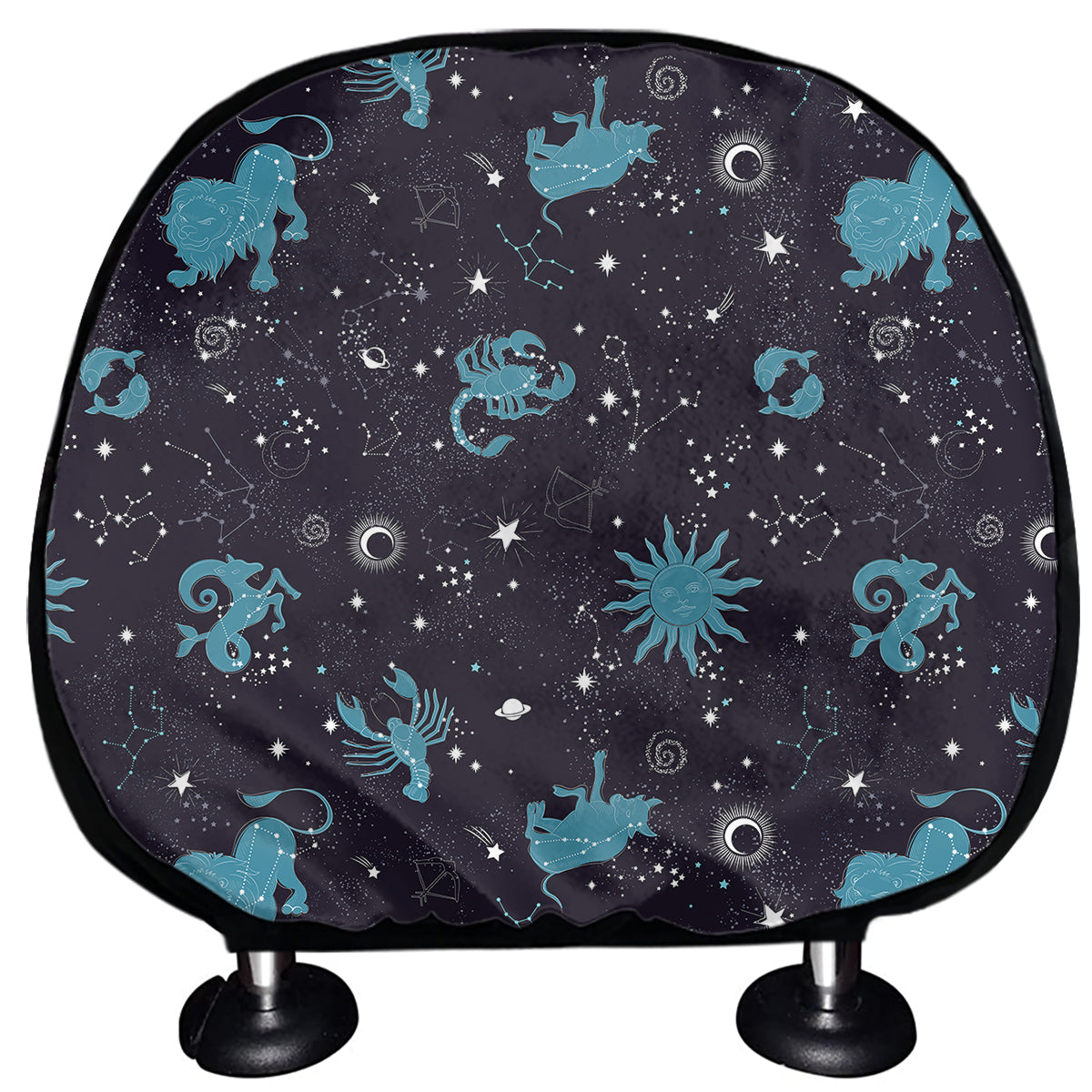 Constellation Zodiac Signs Pattern Print Car Headrest Covers
