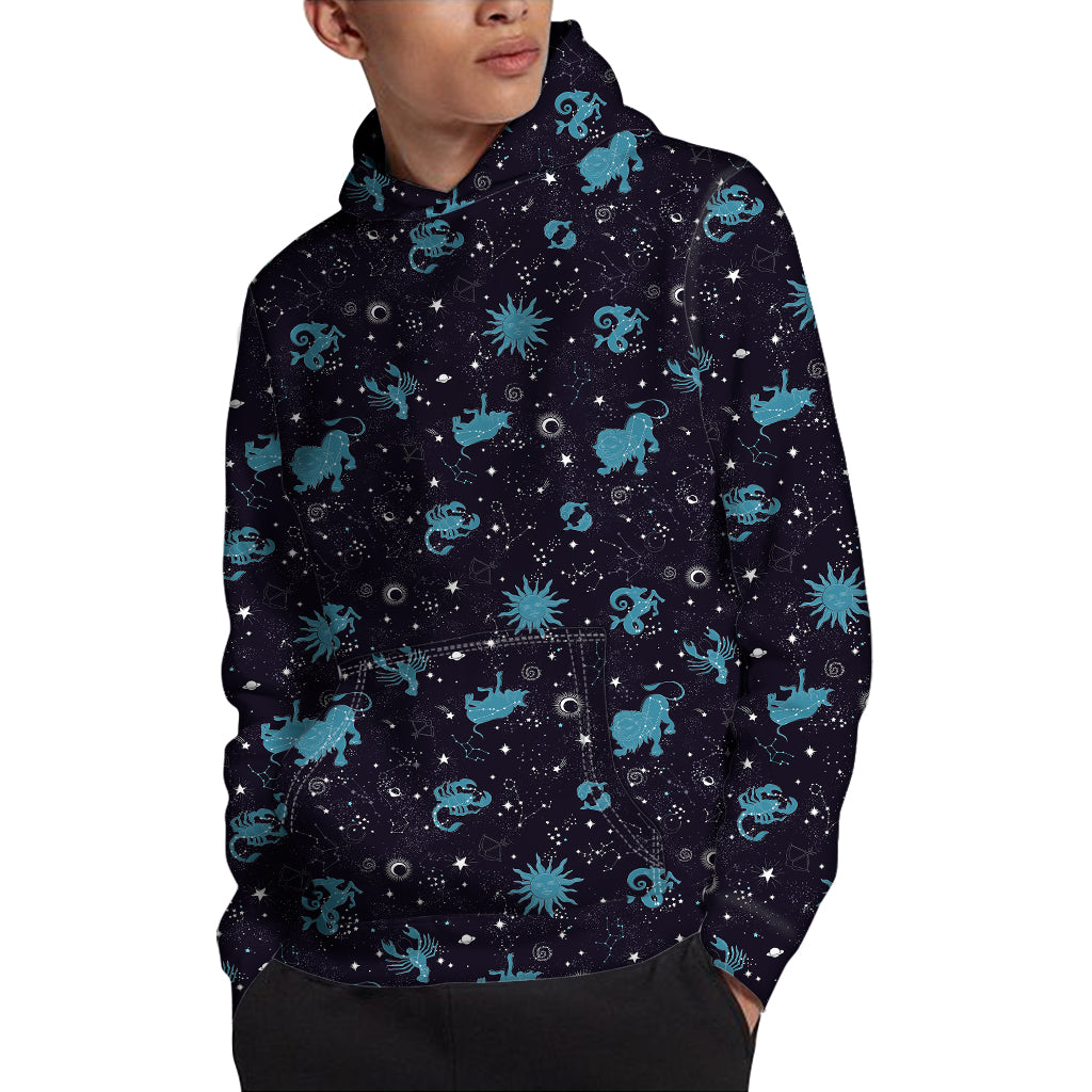 Constellation Zodiac Signs Pattern Print Pullover Hoodie
