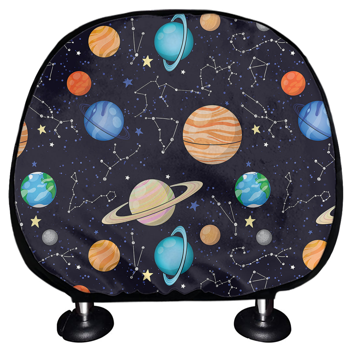 Constellations And Planets Pattern Print Car Headrest Covers