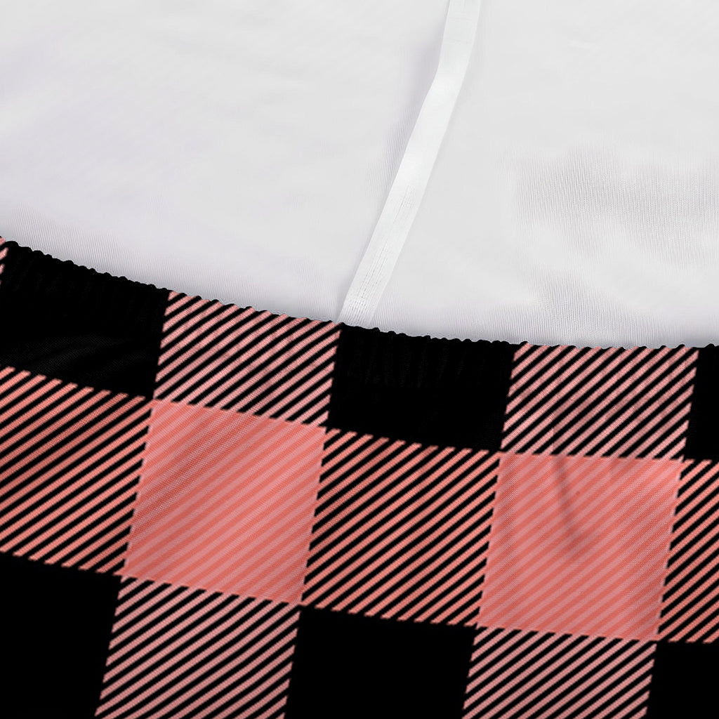 Coral Pink And Black Buffalo Check Print Sofa Cover