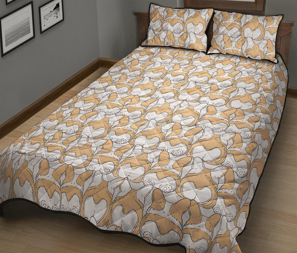 Corgi Butt Pattern Print Quilt Bed Set
