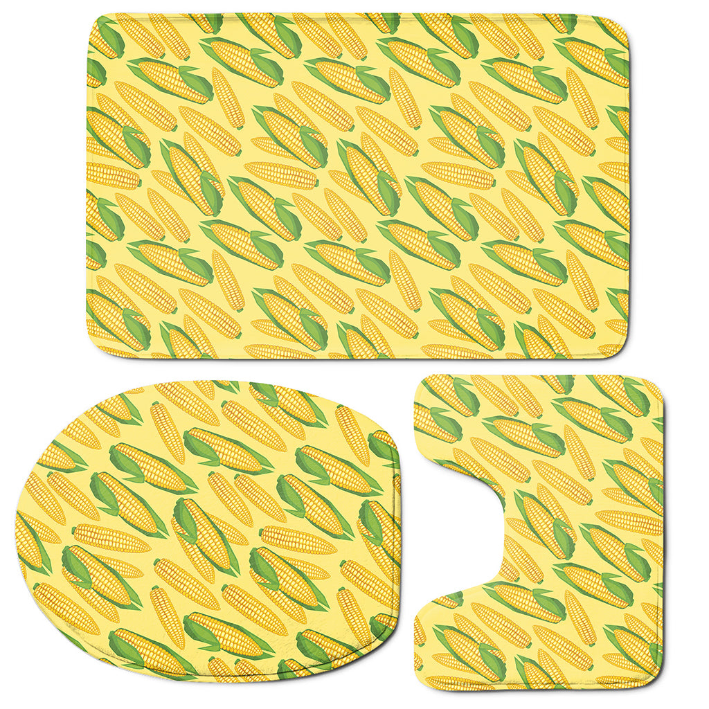 Corn Cob Pattern Print 3 Piece Bath Mat Set
